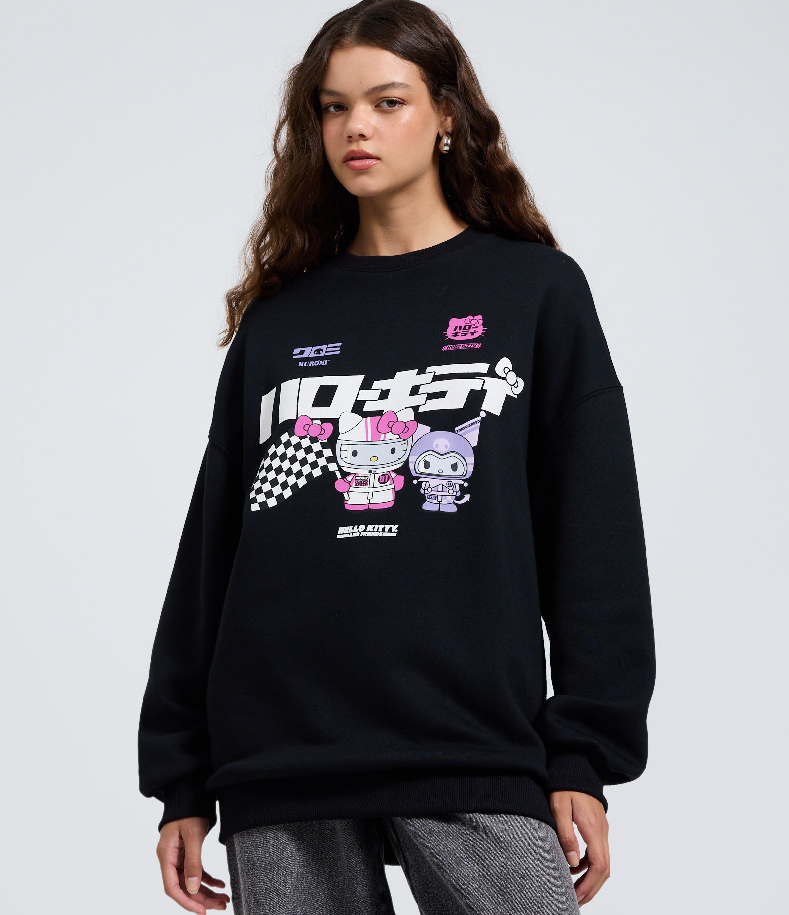 Moletom com Estampa Hello Kitty Corrida Preto 3