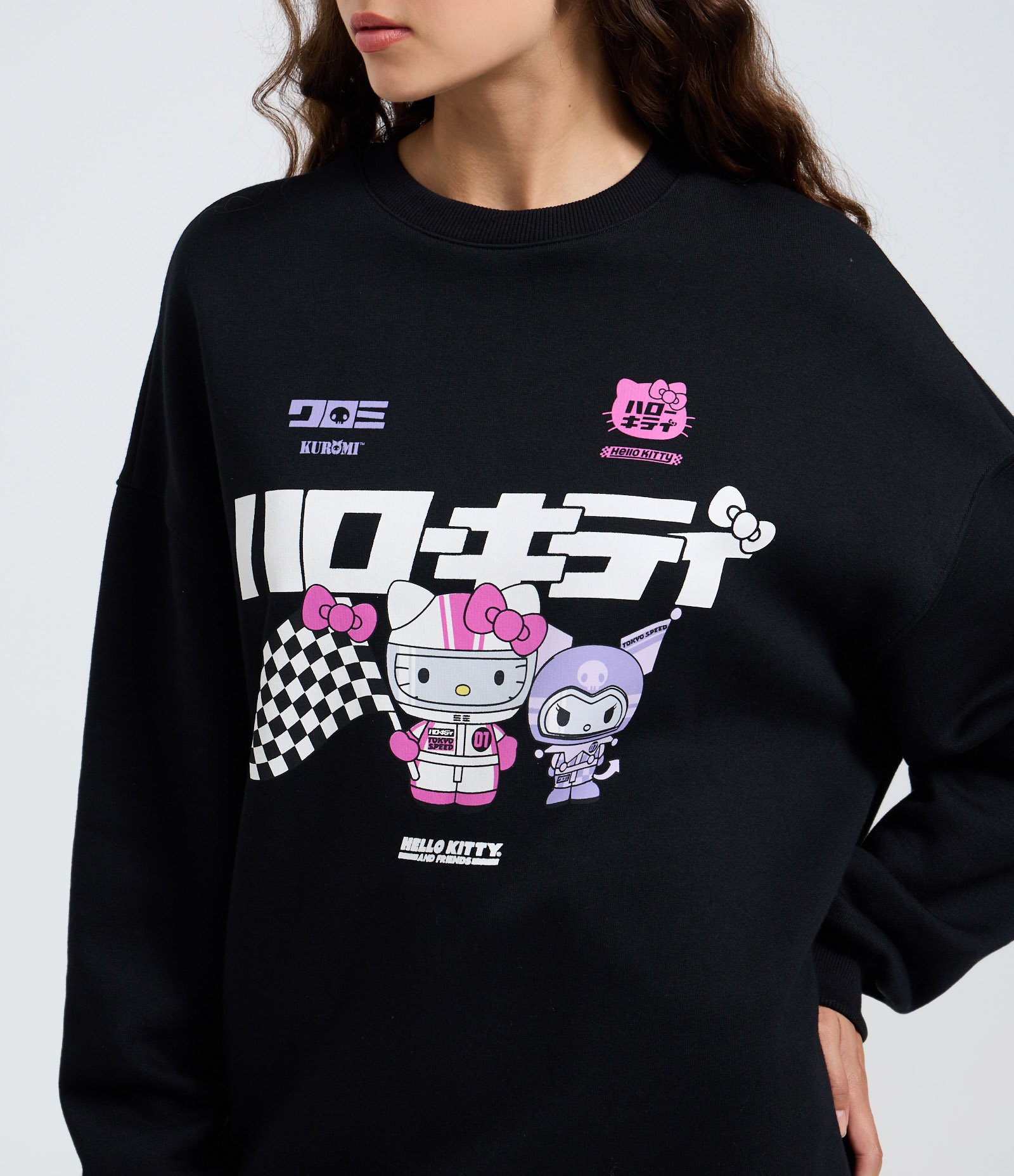 Moletom com Estampa Hello Kitty Corrida Preto 4