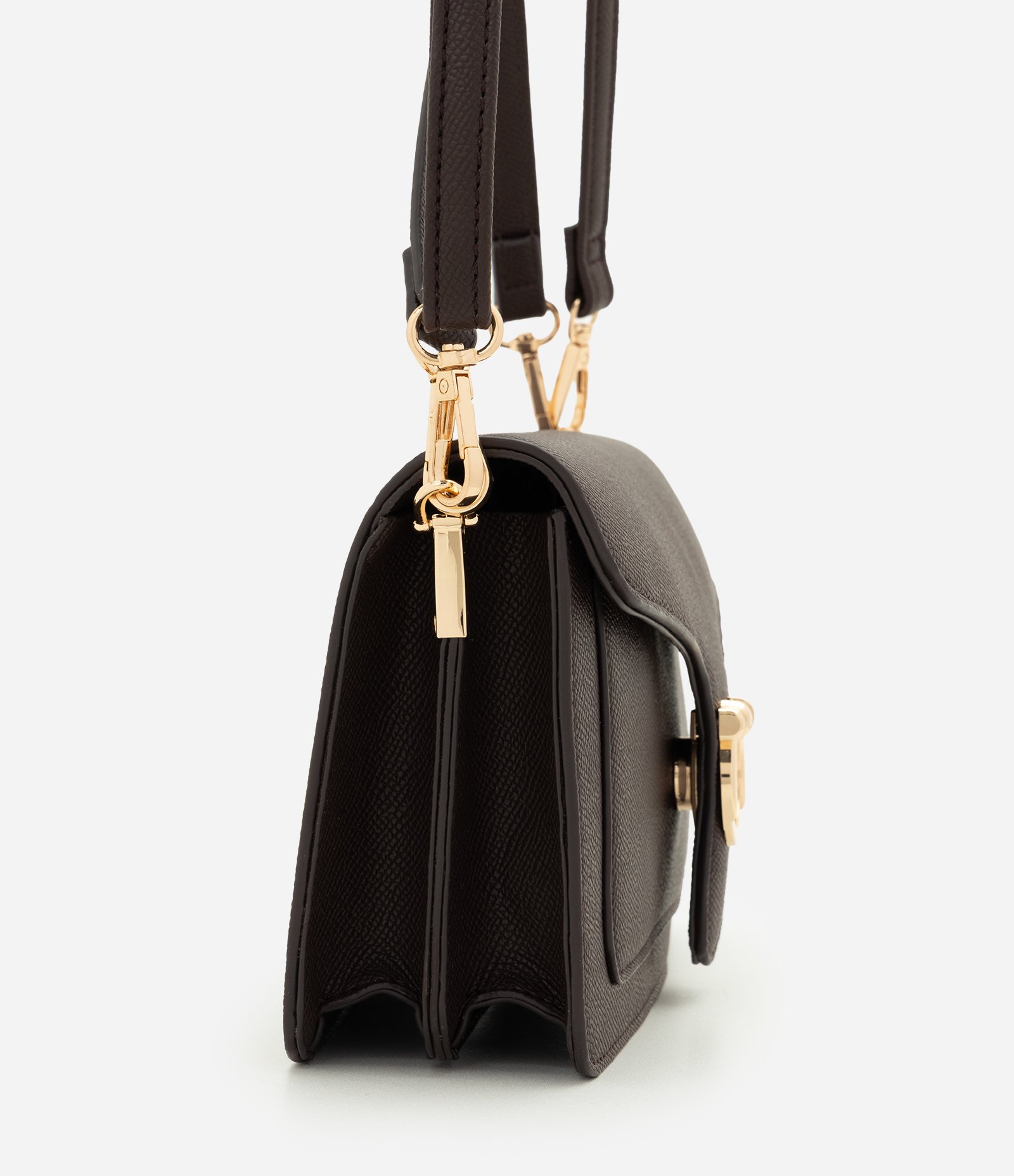 Bolsa Shoulder Média em PU com Aba Frontal Marrom 2