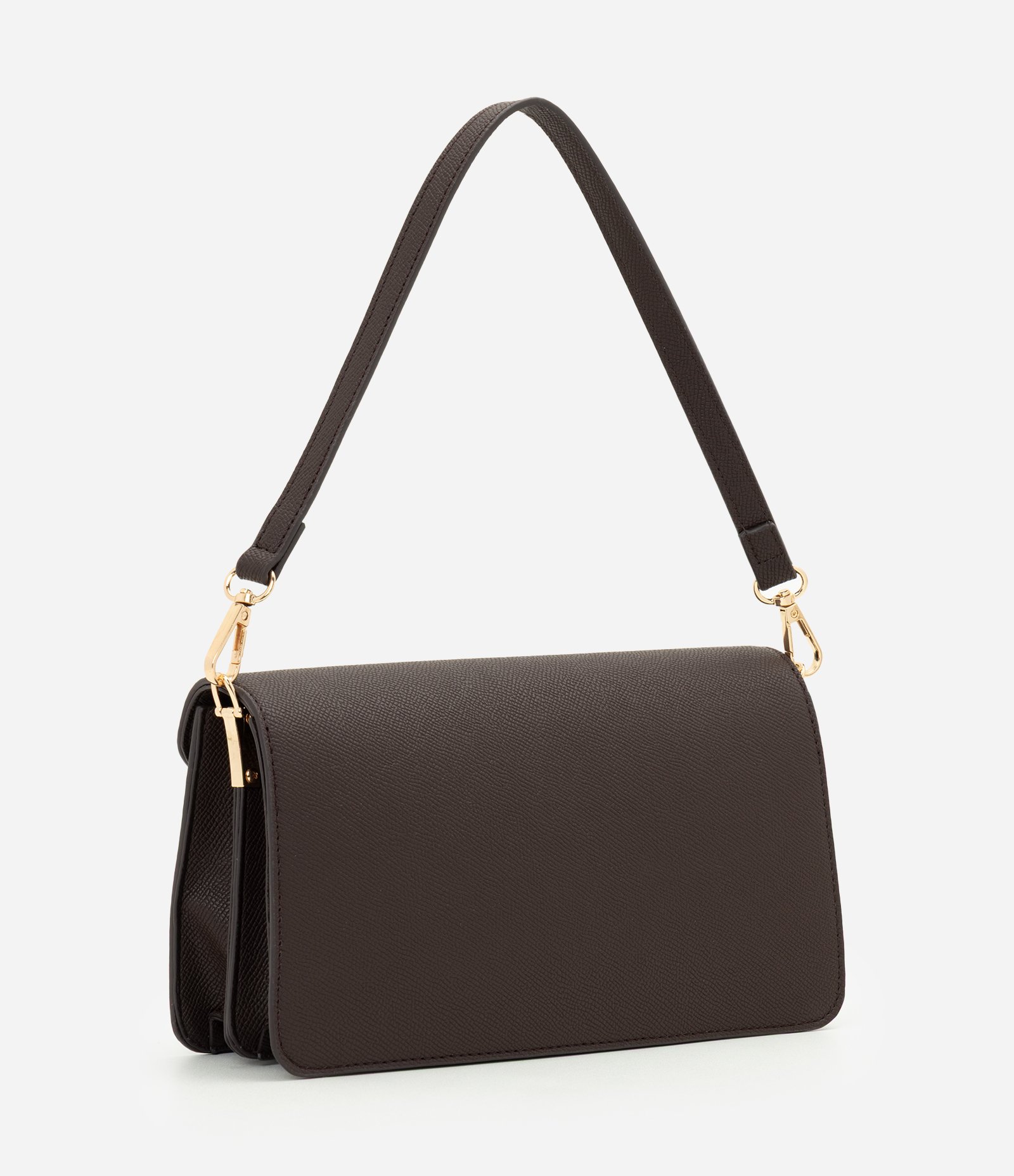 Bolsa Shoulder Média em PU com Aba Frontal Marrom 3
