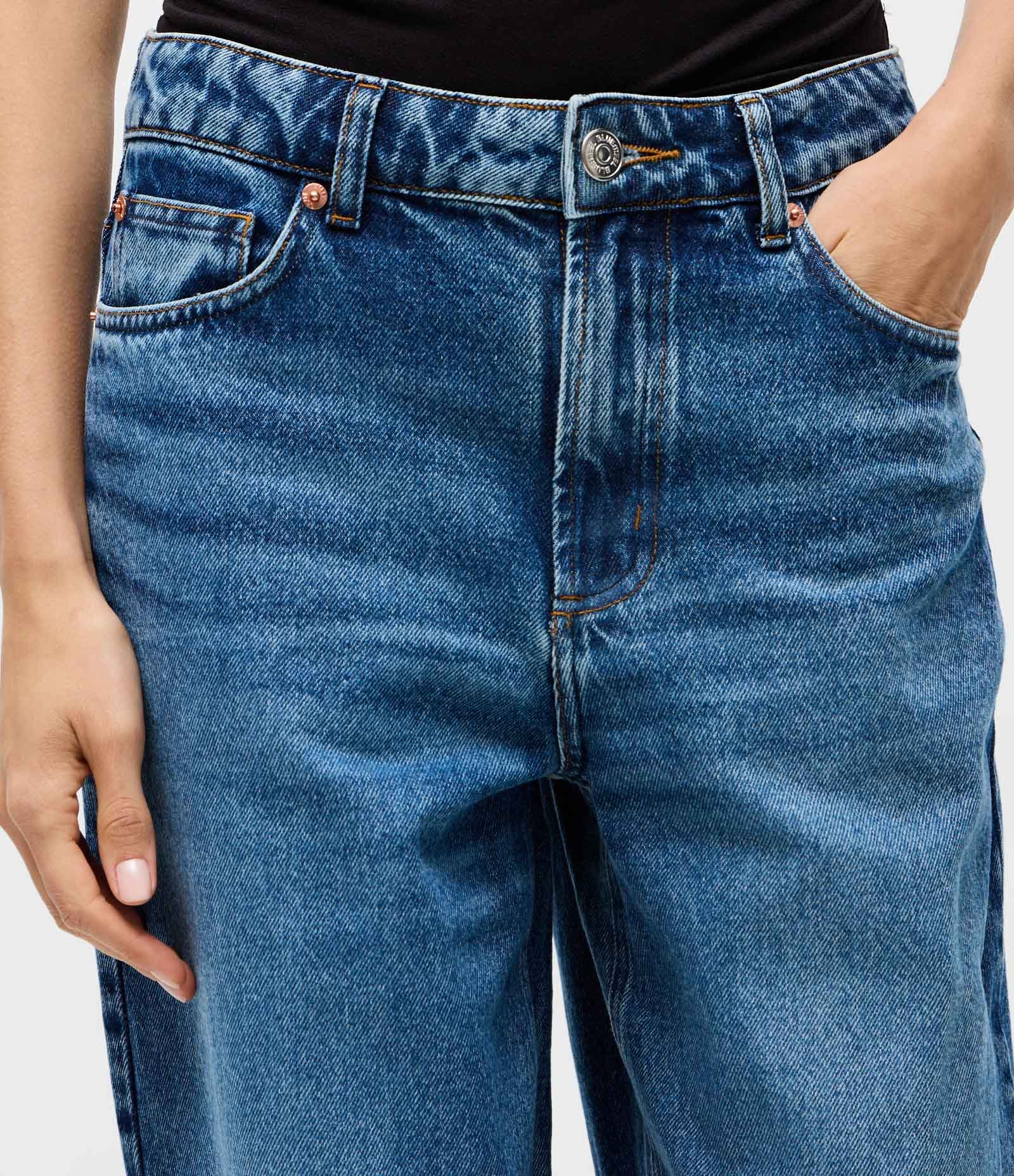 Calça Jeans Baggy com Cintura Média Azul 3