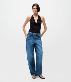 Calça Jeans Baggy com Cintura Média