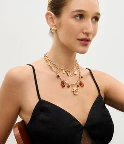 Conjunto de Brinco Botão e Correntes com Elos Robustos