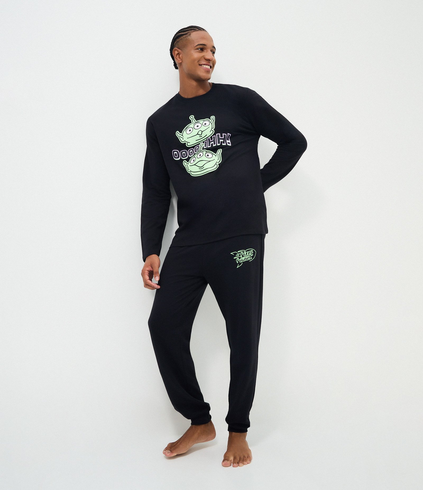 Pijama Longo com Estampa Toy Story Aliens Preto 1