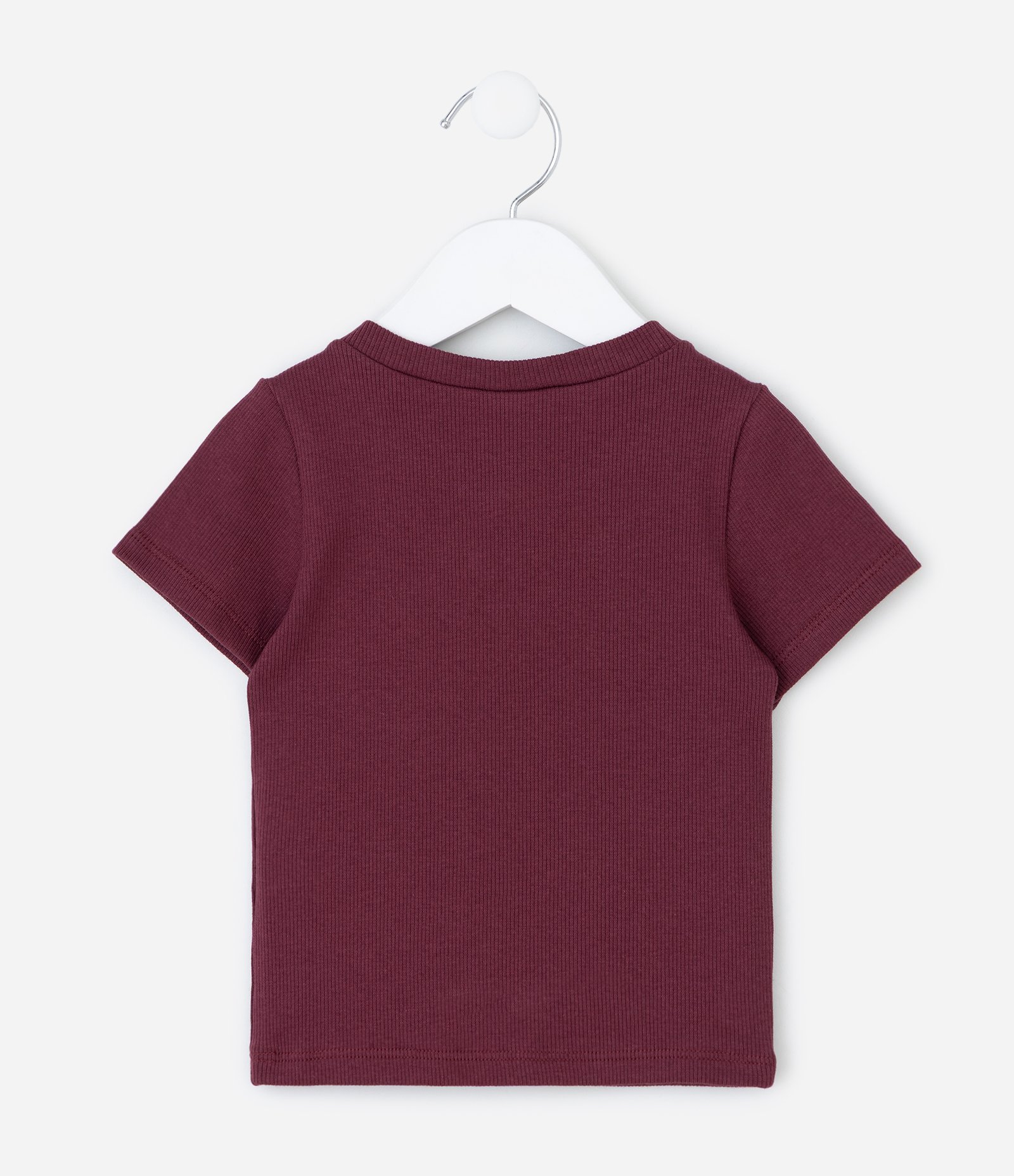 Camiseta Infantil em Ribana com Bordado Coração – Tam 1 a 6 Anos Vinho 2