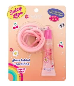 Gloss Labial com Cordinha Sweet Pink Juicy Lips Alchemia