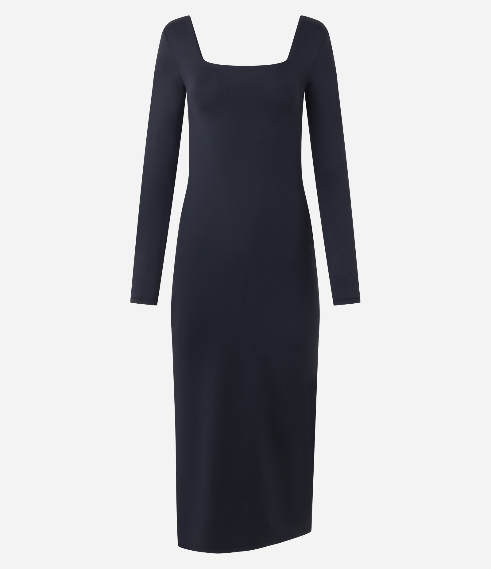 Vestido Midi em Microfibra com Decote Quadrado e Manga Longa Preto 5
