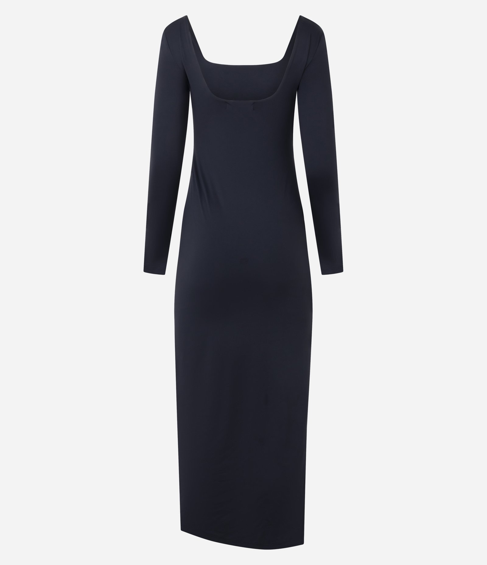Vestido Midi em Microfibra com Decote Quadrado e Manga Longa Preto 6
