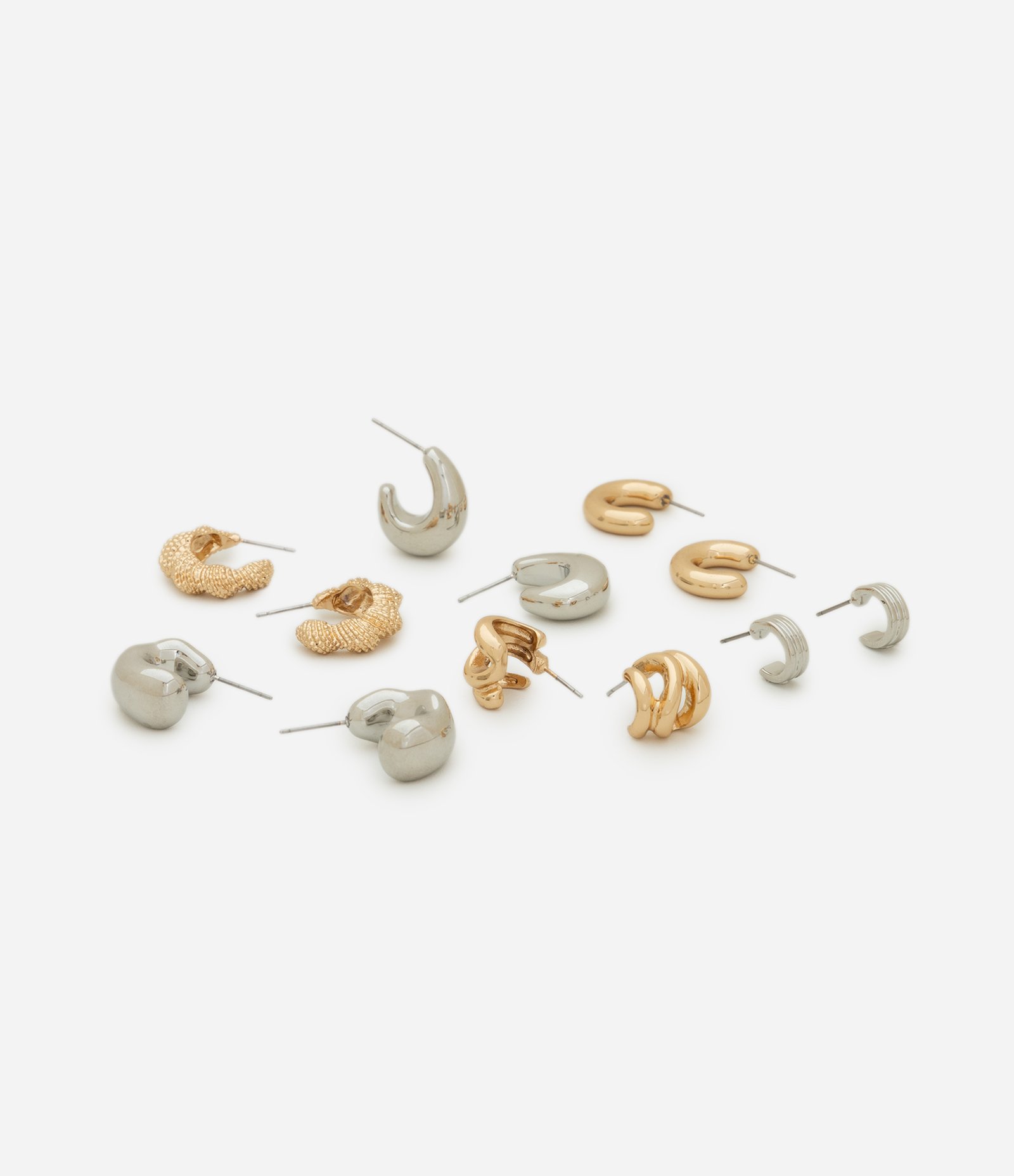 Kit 06 Argolas Metalizadas com Formatos Variados Multicores 2