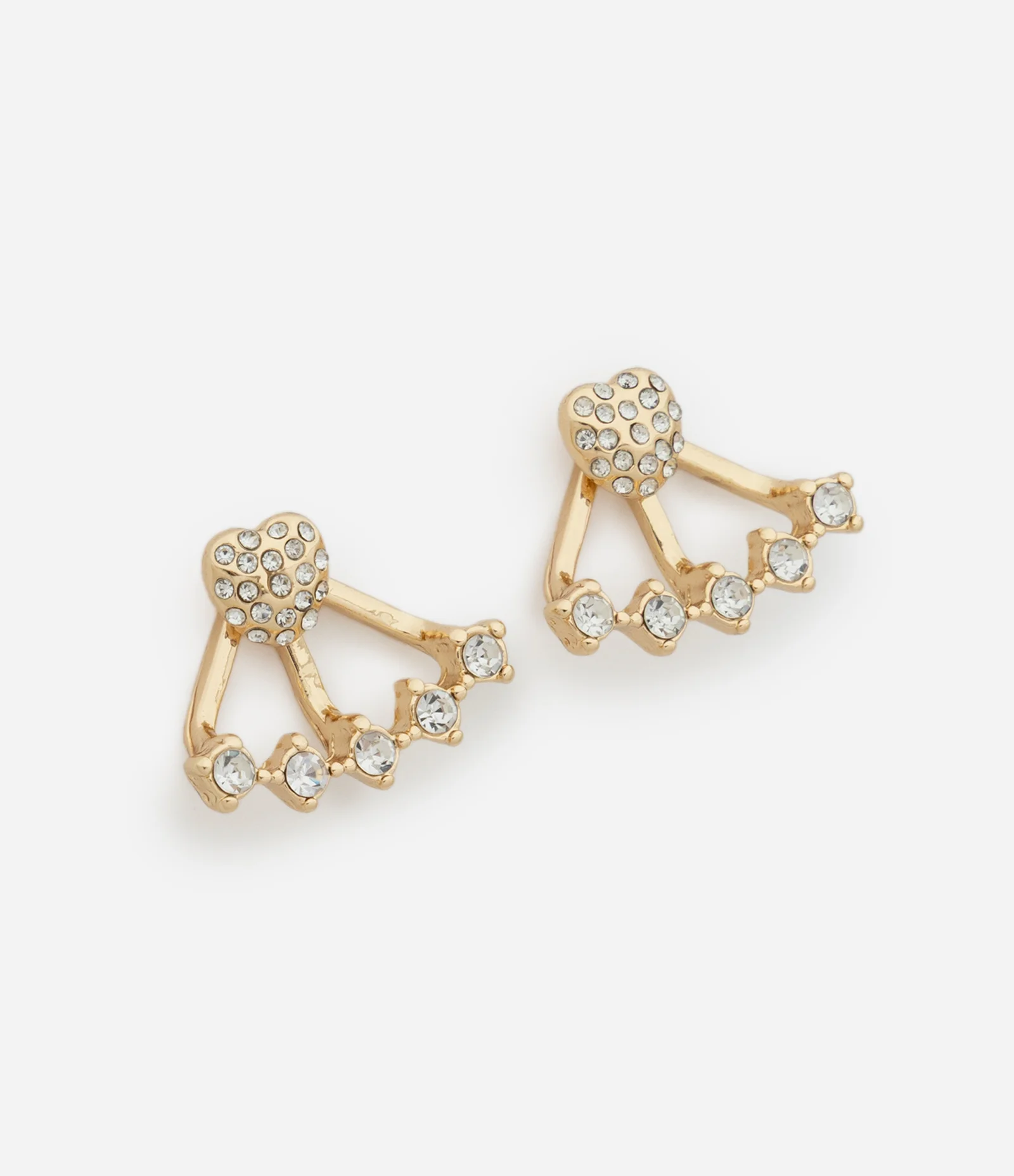 Brincos Ear Jacket com Base em Formato de Coração Dourado 1