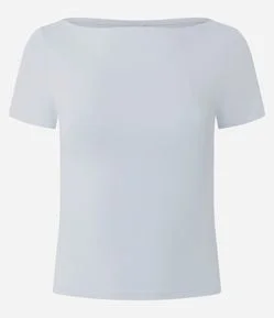 Blusa Manga Curta com Decote Canoa