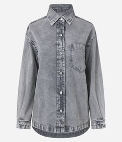 Camisa Oversized em Jeans com Botões Frontais