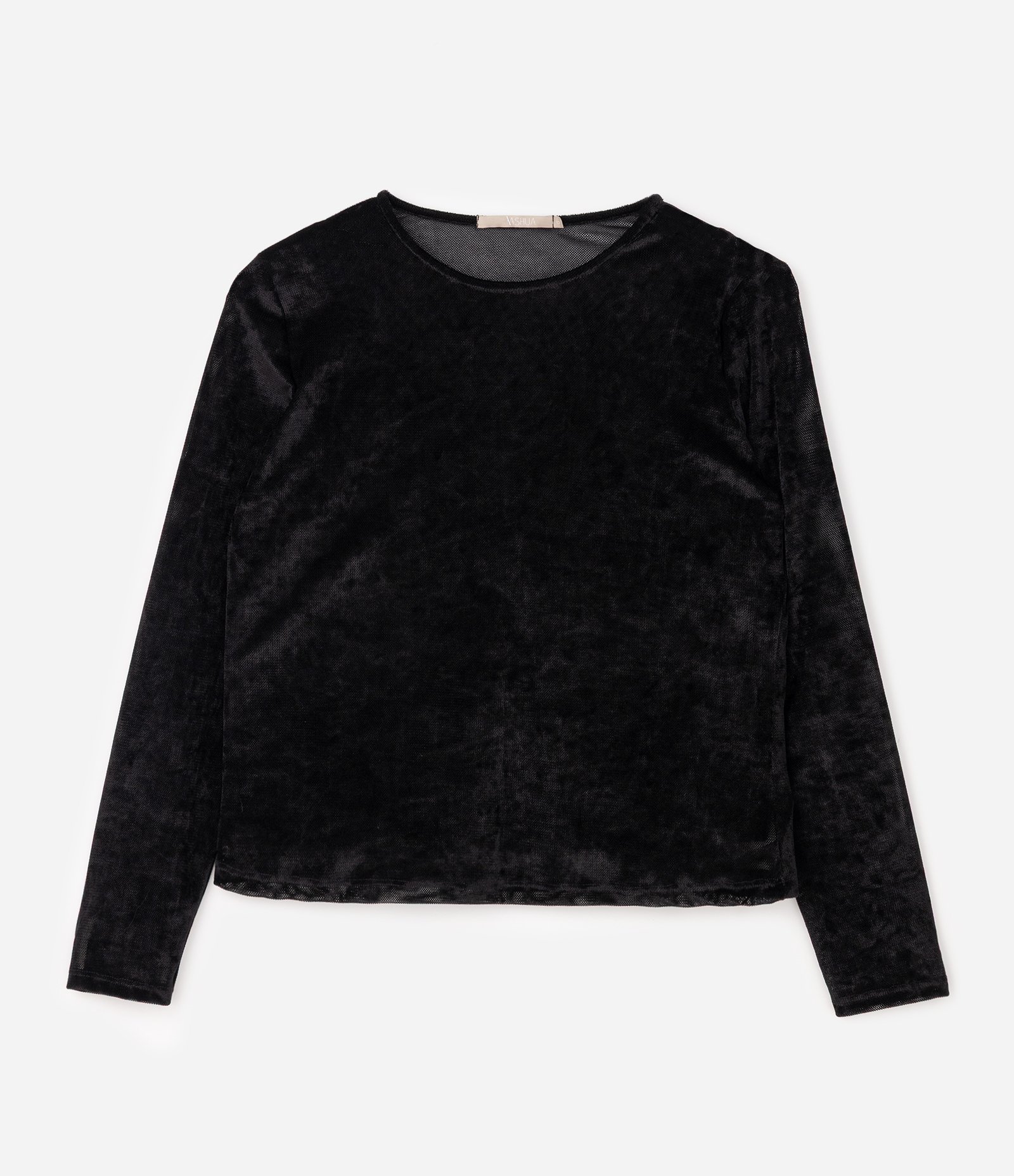 Blusa Tule Velvet Manga Longa Curve & Plus Size Preto