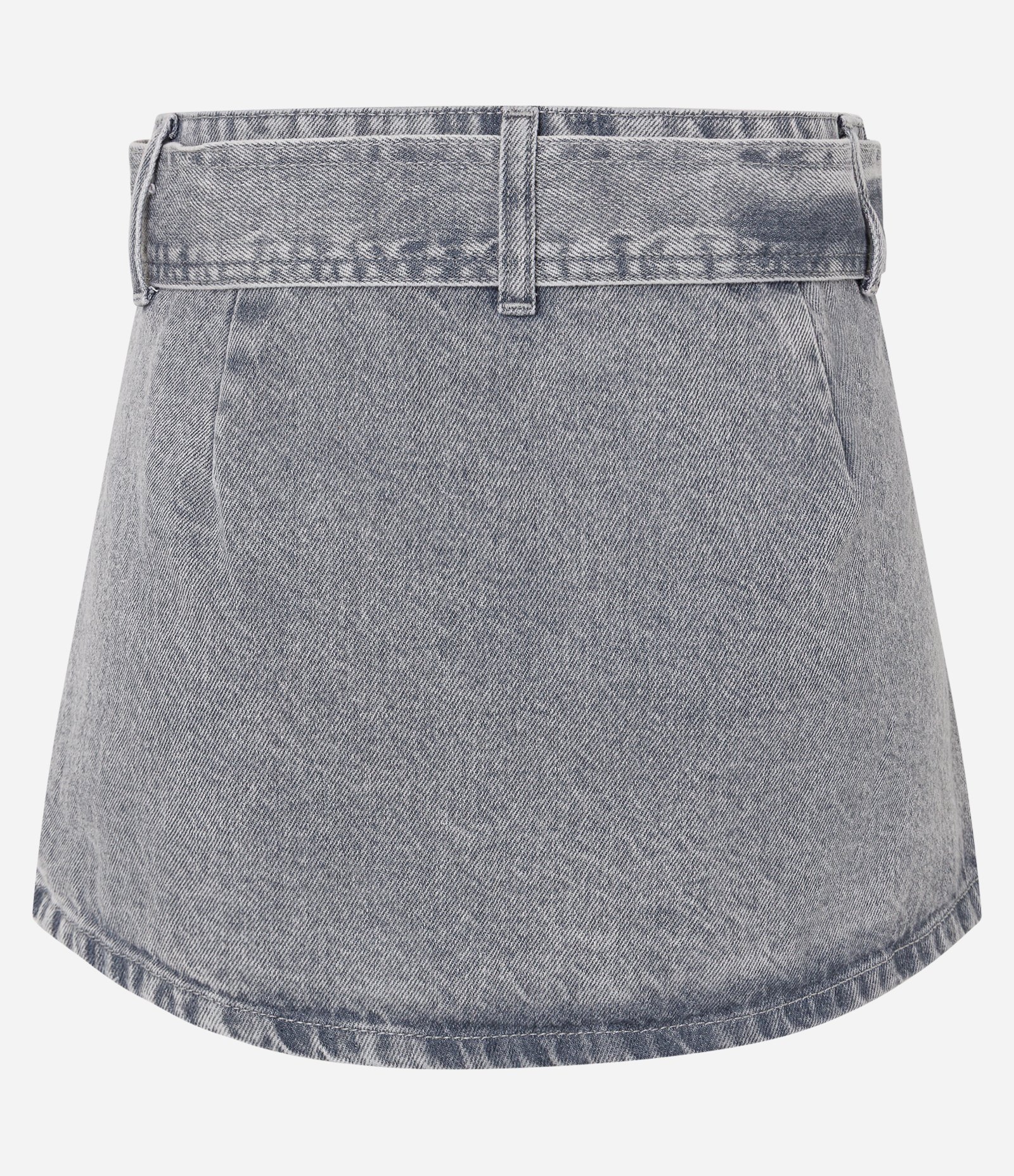 Minissaia em Jeans com Cintinho e Fivela Metálica Cinza 6