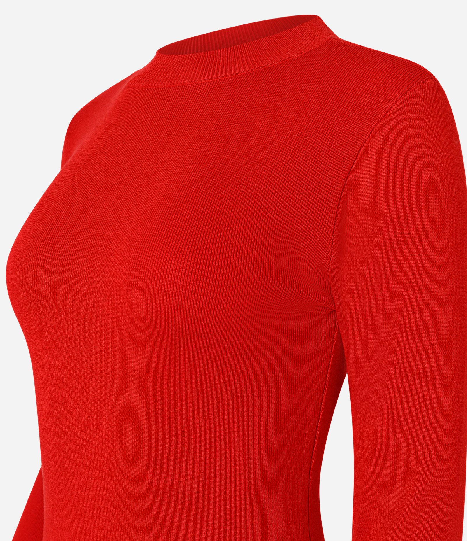 Vestido Midi em Tricô com Barra Assimétrica e Mangas Longas Vermelho 2