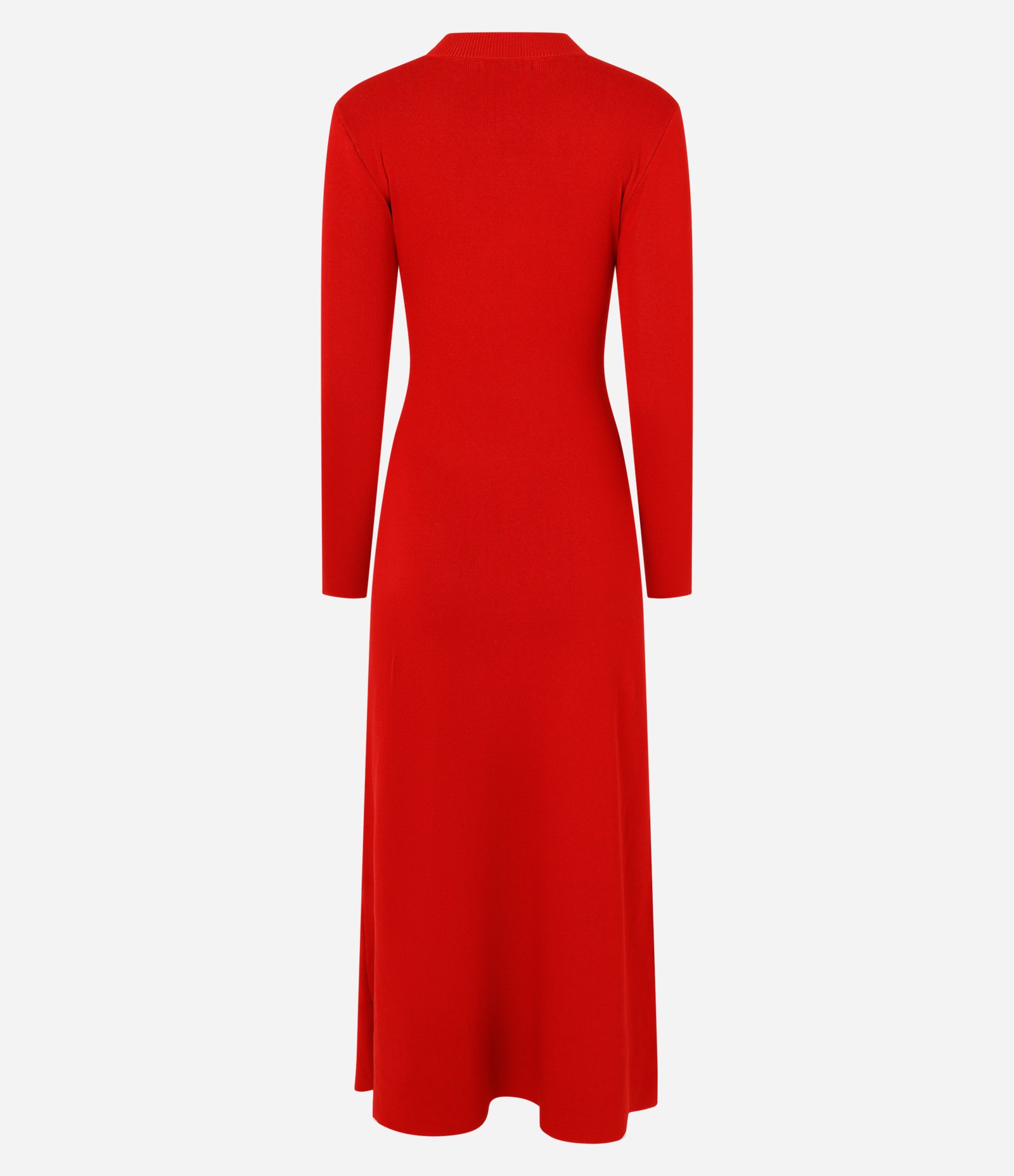 Vestido Midi em Tricô com Barra Assimétrica e Mangas Longas Vermelho 3