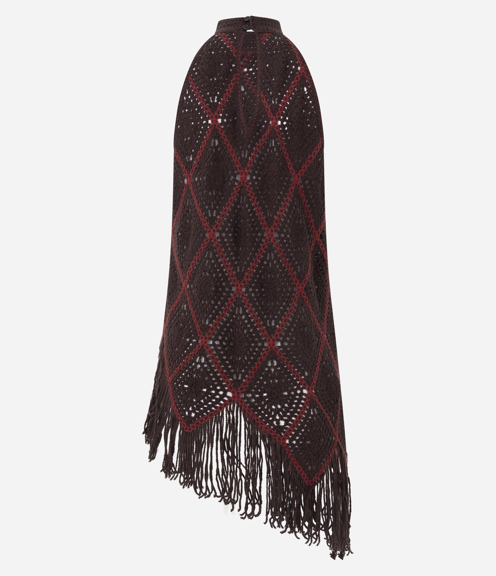 Blusa Alongada em Efeito Crochê com Franjas Marrom 7