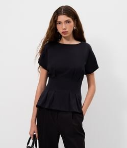 Blusa Peplum em Cotton com Pregas