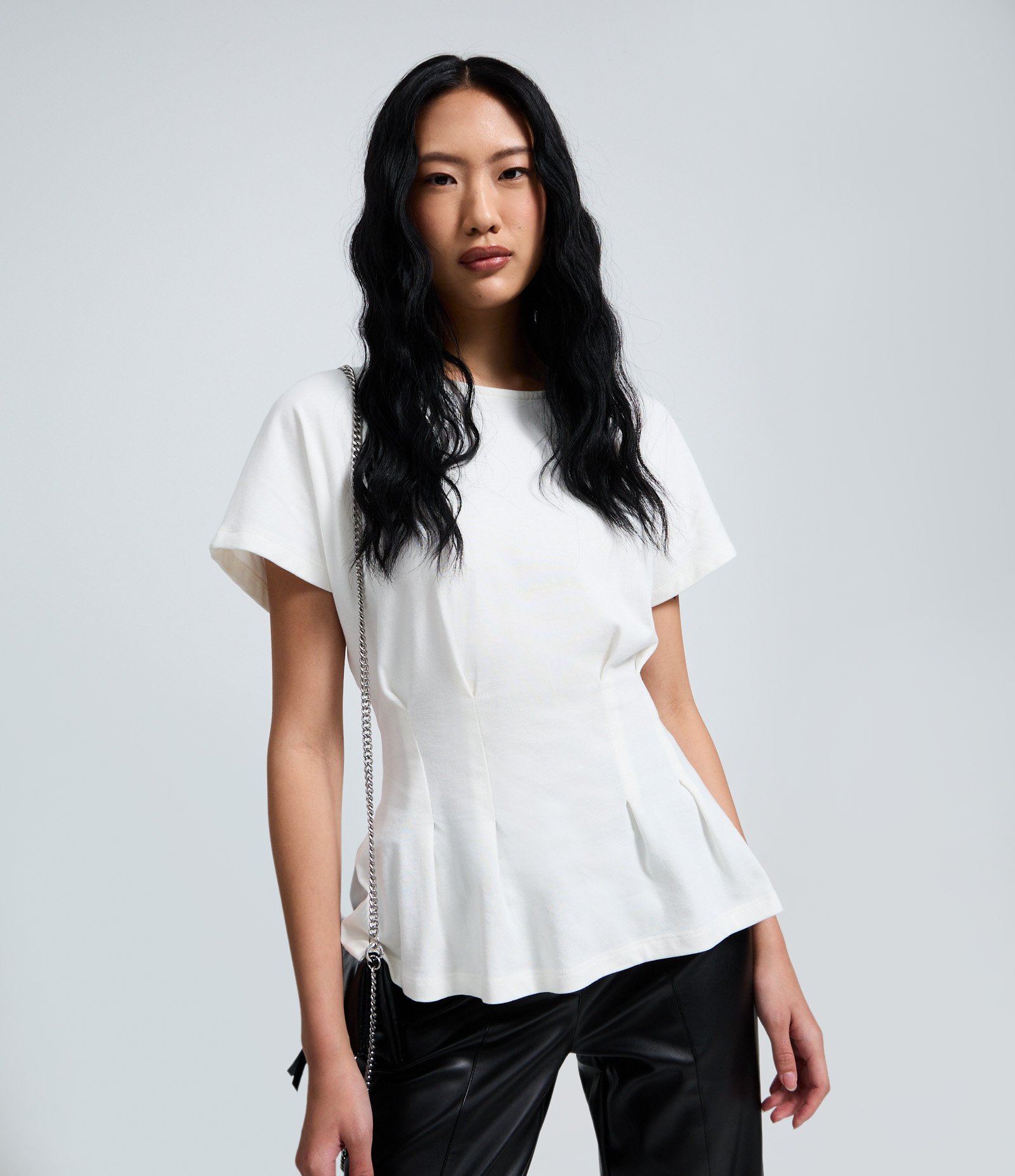 Blusa Peplum em Cotton com Pregas Branco 3