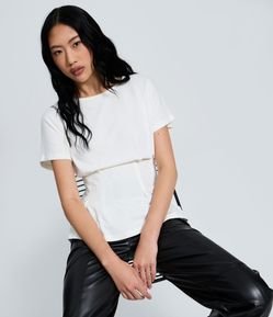 Blusa Peplum em Cotton com Pregas