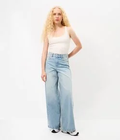 Calça Super Wide em Jeans com Cintura Média
