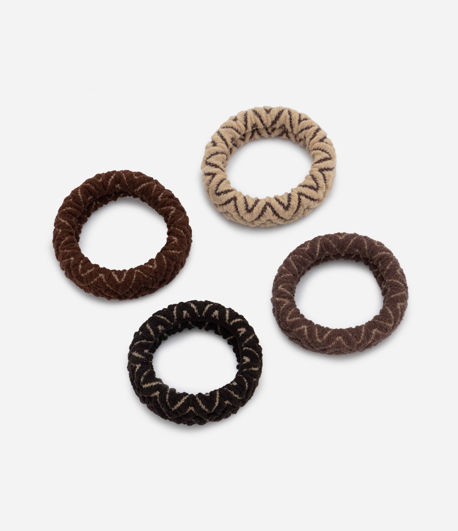 Kit 04 Elásticos de Cabelo com Estampa Zigzag Multicores 1