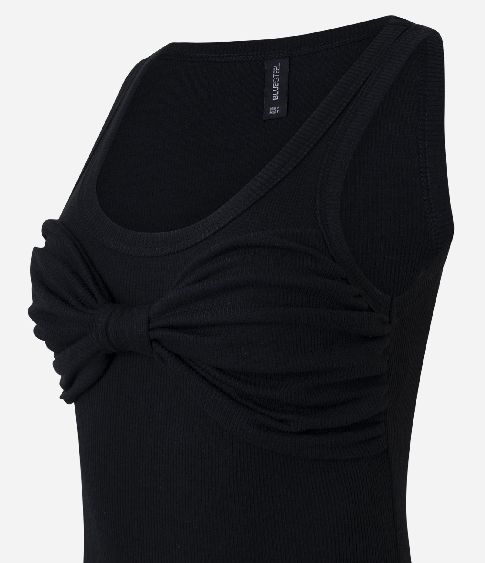 Blusa em Viscose com Laço Drapeado no Busto Preto 5