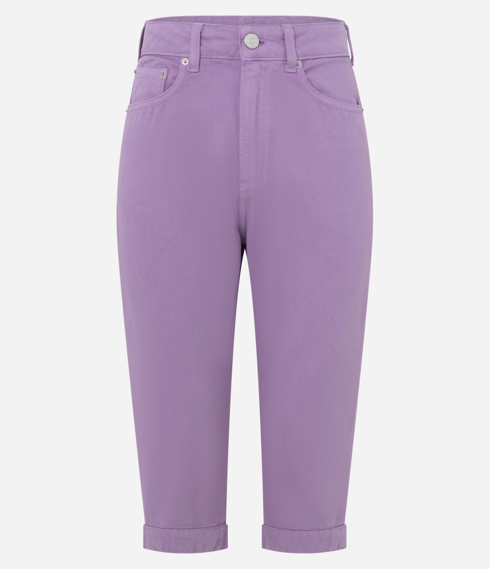 Calça Capri em Sarja com Cintura Média e Fenda Lateral Roxo 3