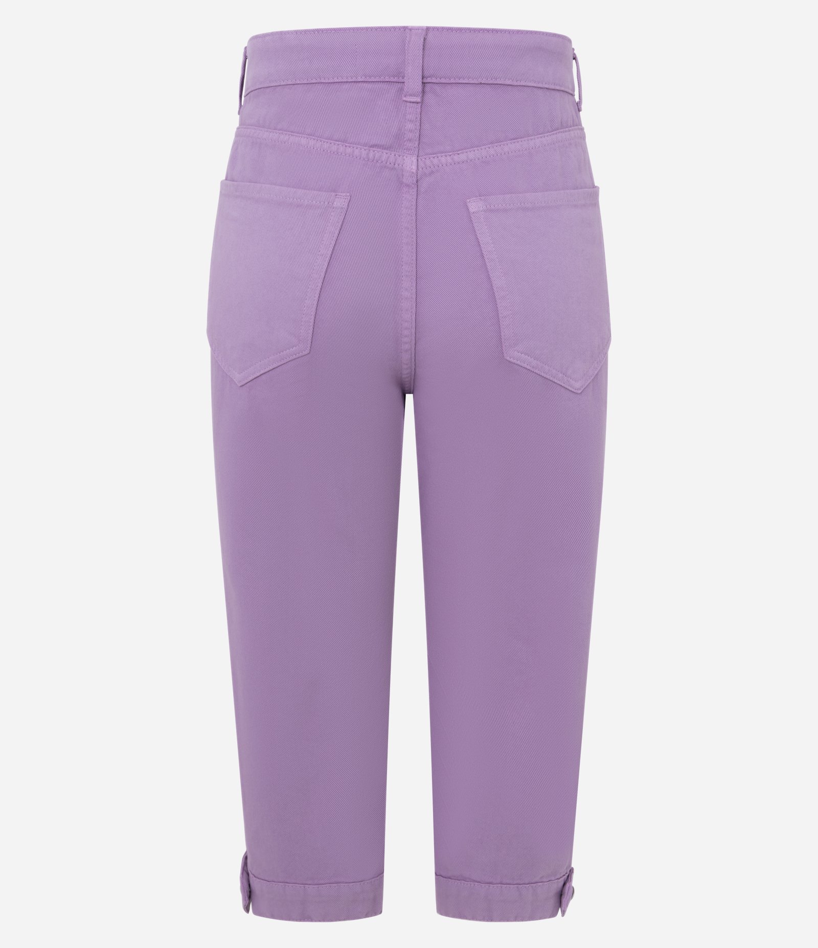 Calça Capri em Sarja com Cintura Média e Fenda Lateral Roxo 4
