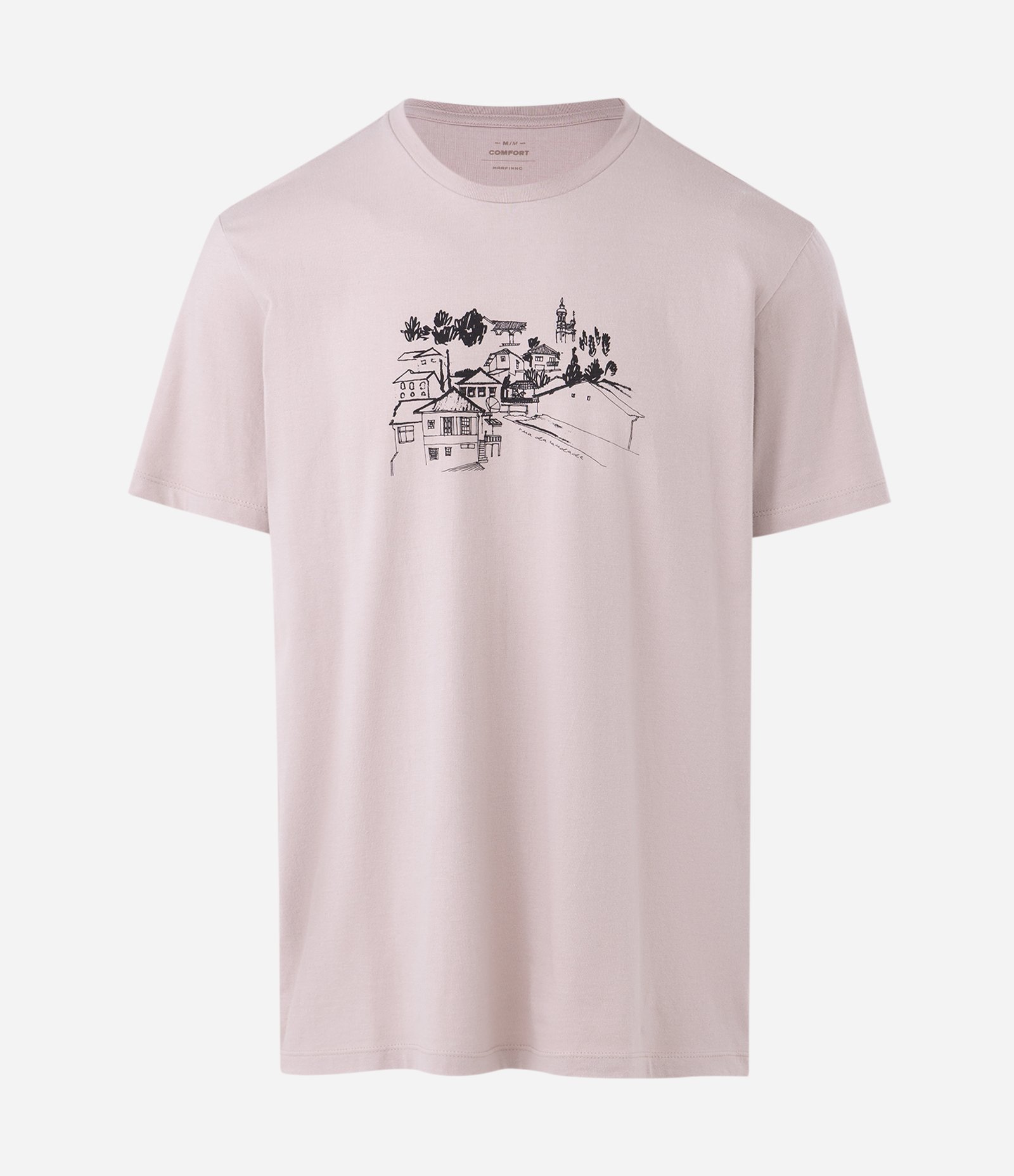 Camiseta Manga Curta em Algodão com Estampa Vilarejo Off White 4