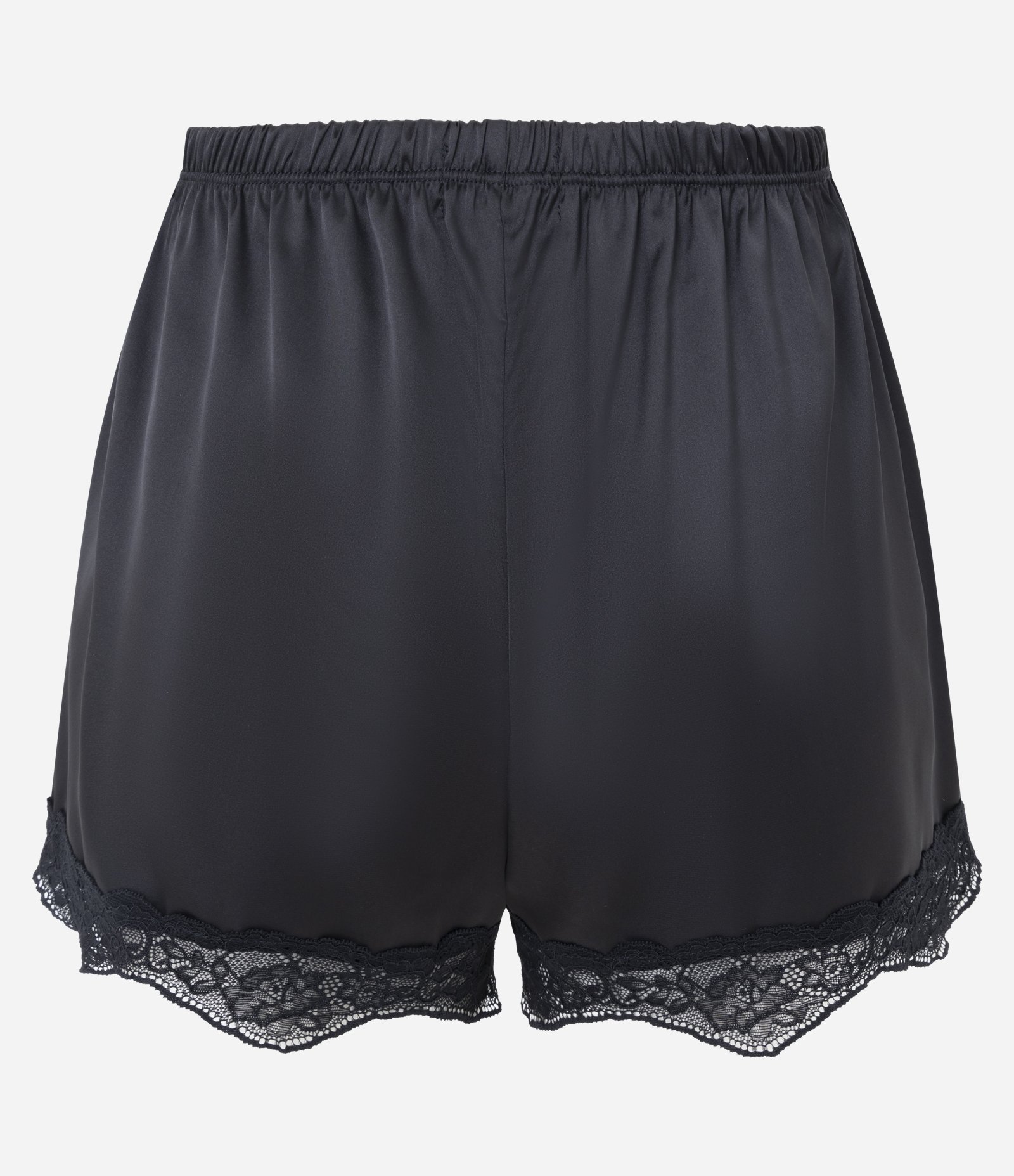 Short de Pijama em Cetim com Renda na Barra Preto 3