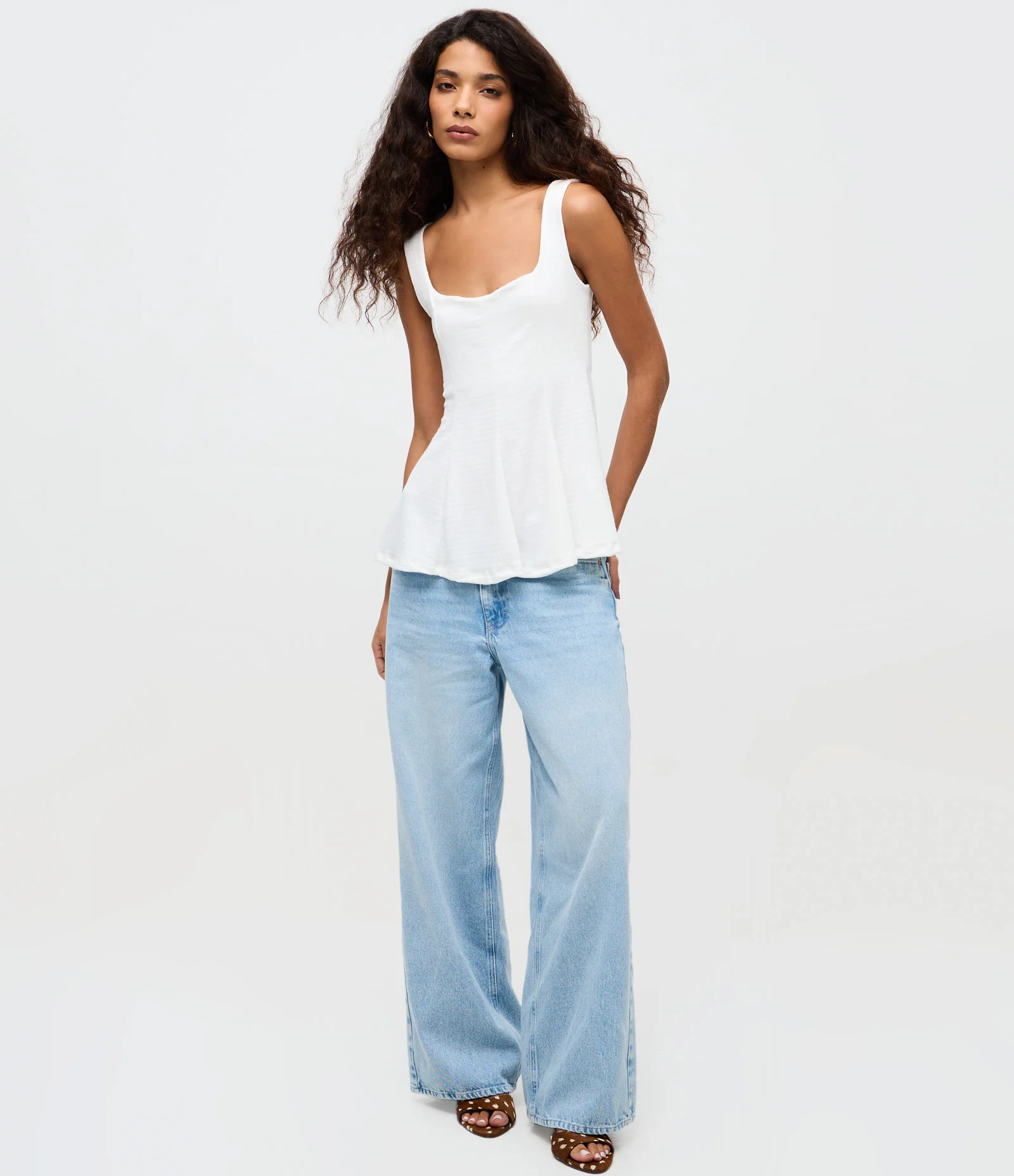 Blusa Peplum Texturizada com Alça Larga Branco 2