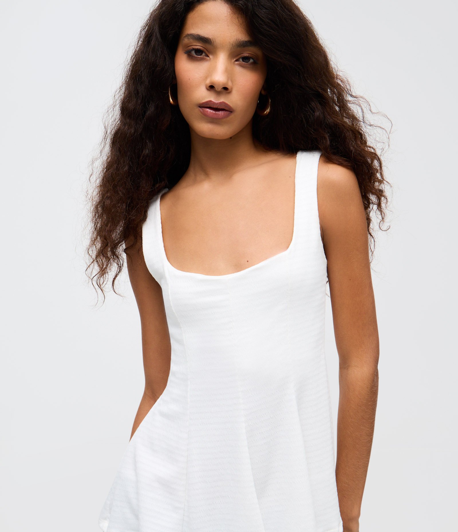 Blusa Peplum Texturizada com Alça Larga Branco 3