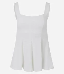 Blusa Peplum Texturizada com Alça Larga