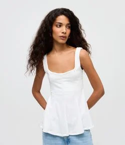 Blusa Peplum Texturizada com Alça Larga