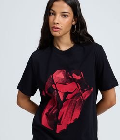 Camiseta em Algodão com Estampa Rolling Stones