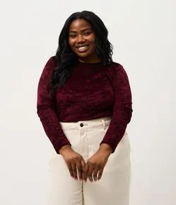 Blusa Tule Velvet Manga Longa Curve & Plus Size