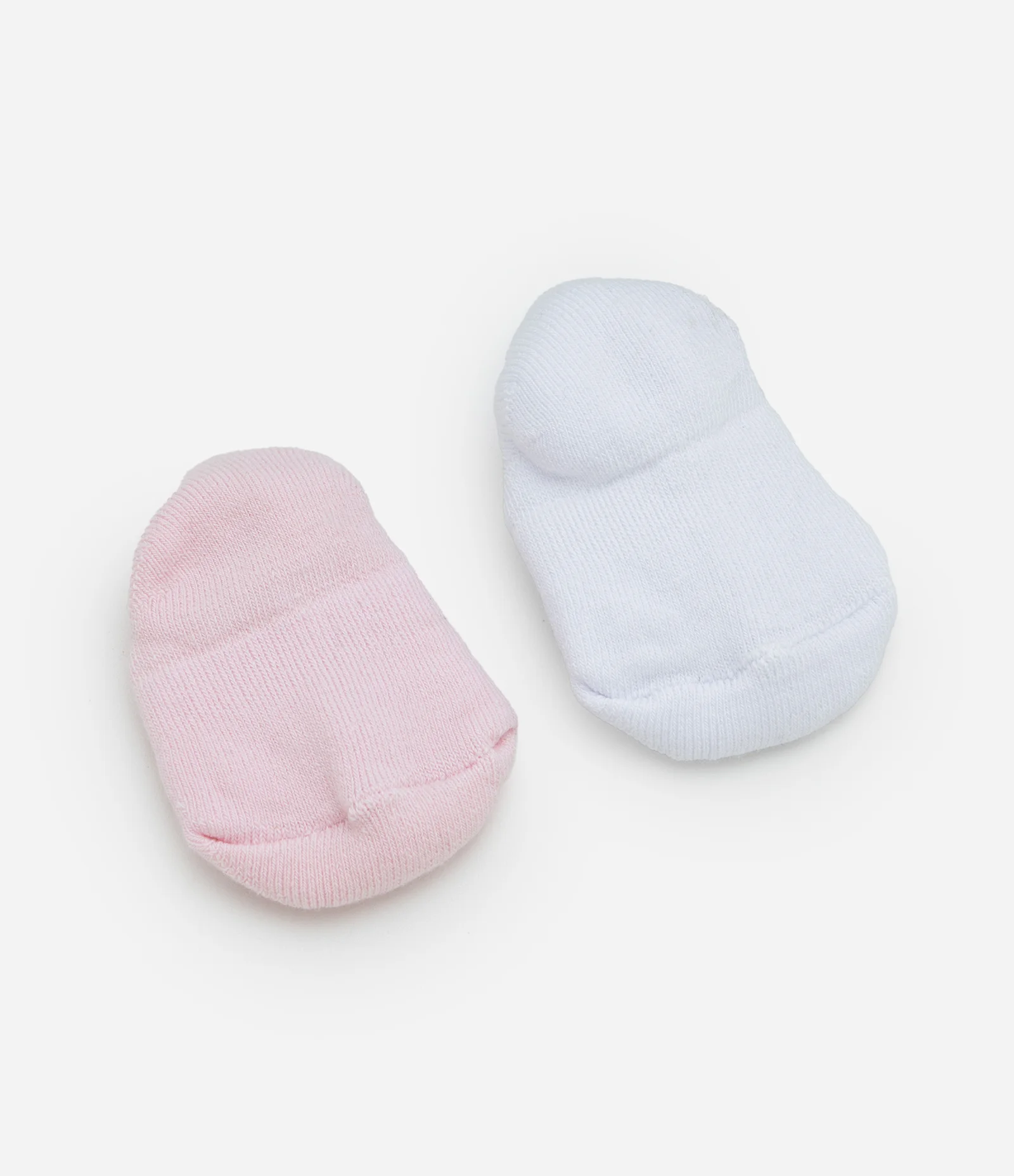 Kit 02 Meias Bebê Cano Baixo com Detalhe Sapatinho – Tam 0 a 12 Meses Branco/Rosa 2