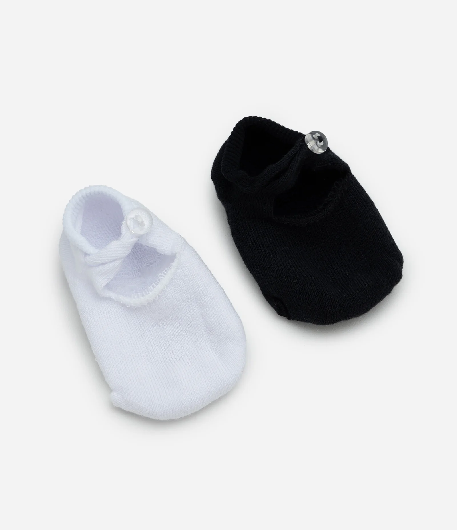 Kit 02 Meias Bebê Cano Baixo com Detalhe Sapatinho – Tam 0 a 12 Meses Preto/Branco 1