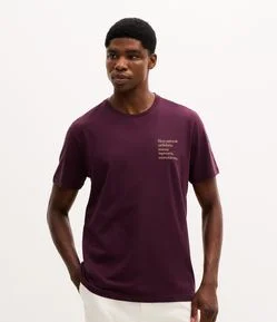 Camiseta Manga Curta em Algodão com Lettering Fibra Natural