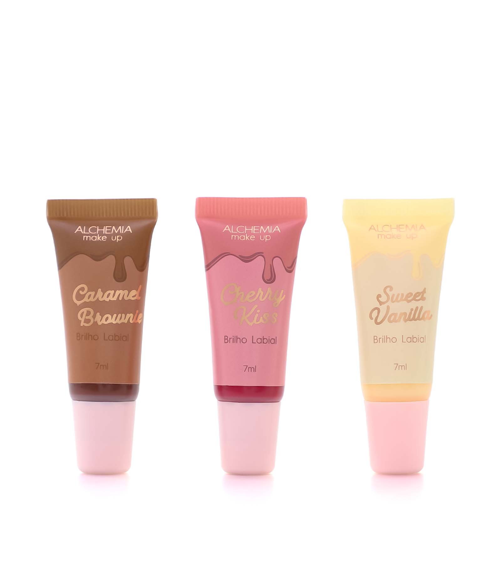Kit Trio de Balms Labiais Caramel Brownie + Cherry Kiss + Sweet Vanilla Alchemia KIT 3