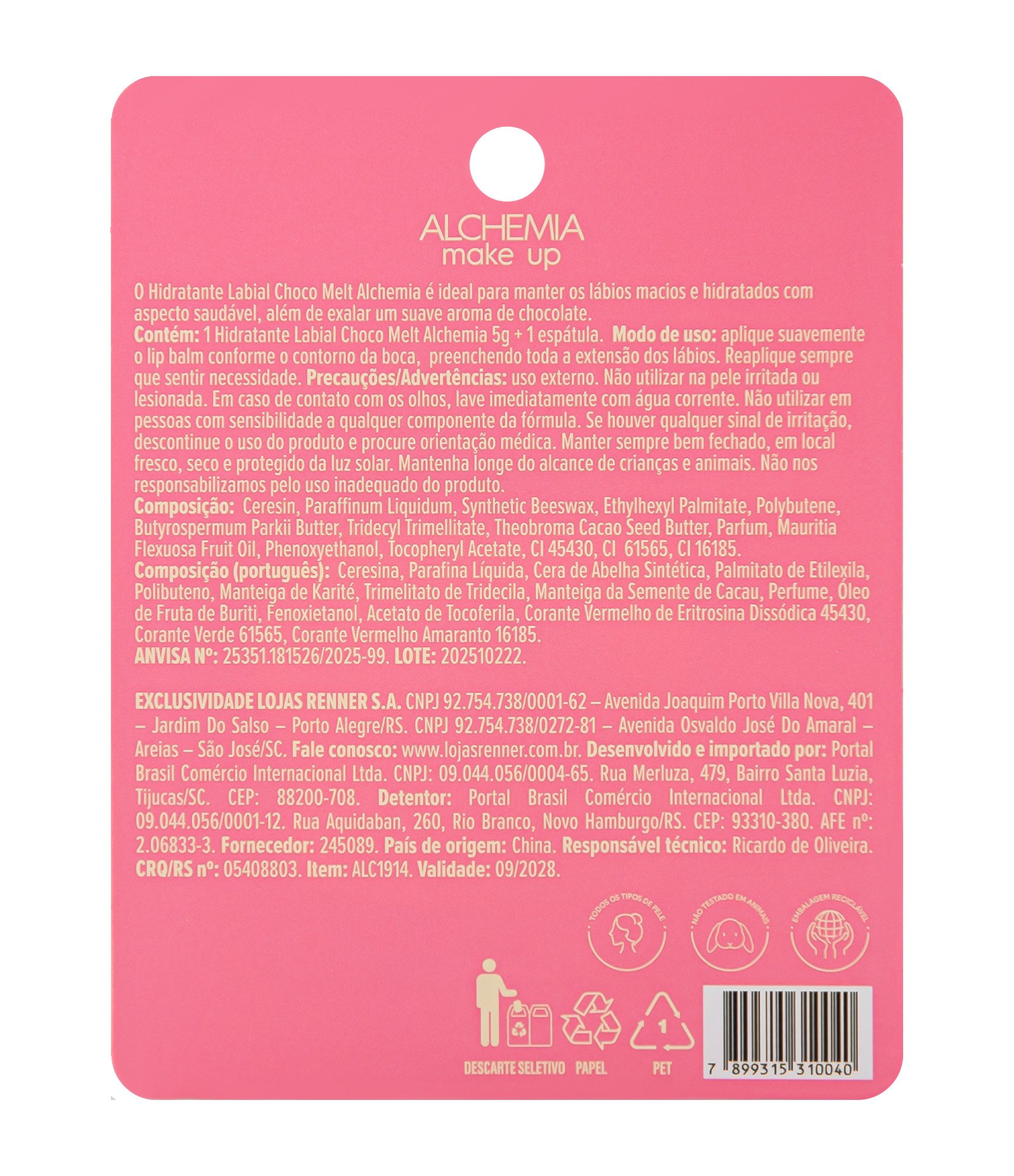 Lip Balm com Espatula Choco Melt Alchemia U 2