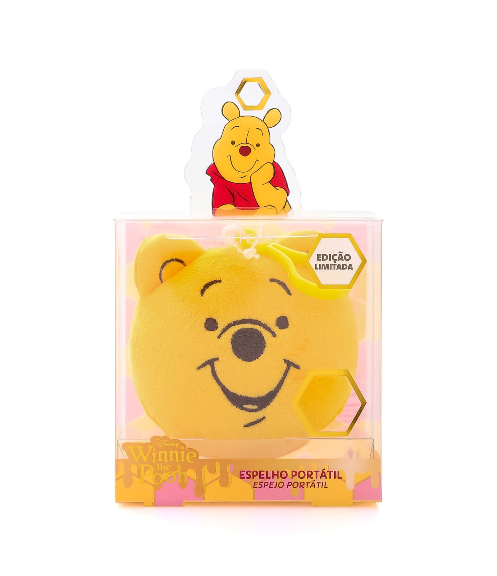Espelho Portátil com Capa Apeluciada e Mosquetão Ursinho Pooh U 1