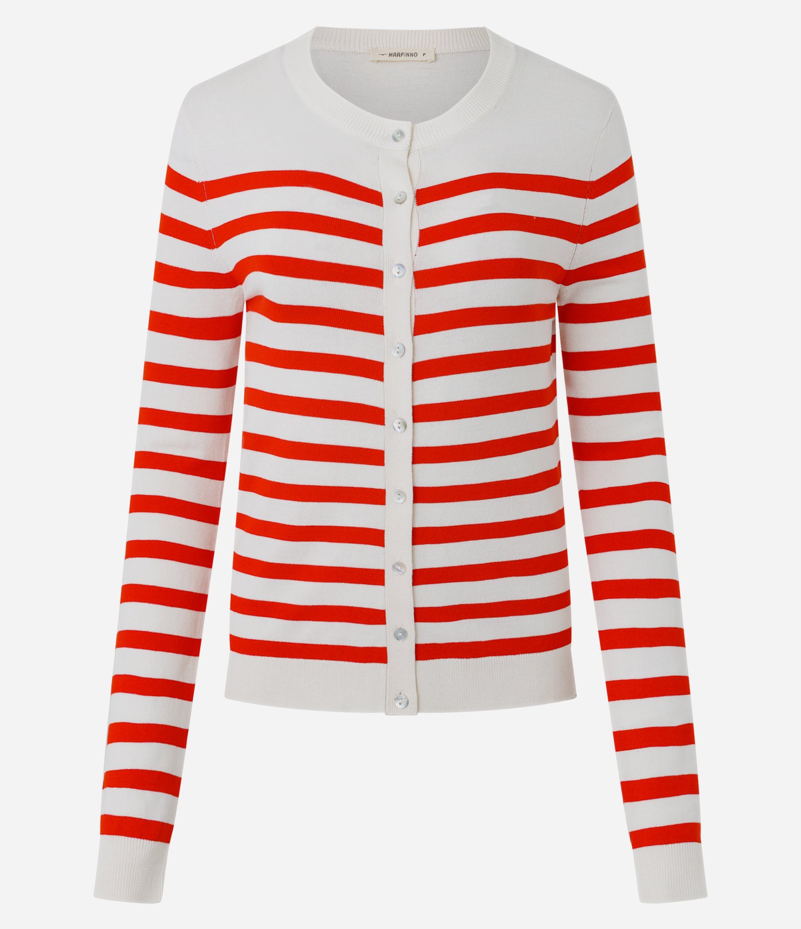 Cardigan em Tricô com Estampa Listrada Branco/Laranja 5