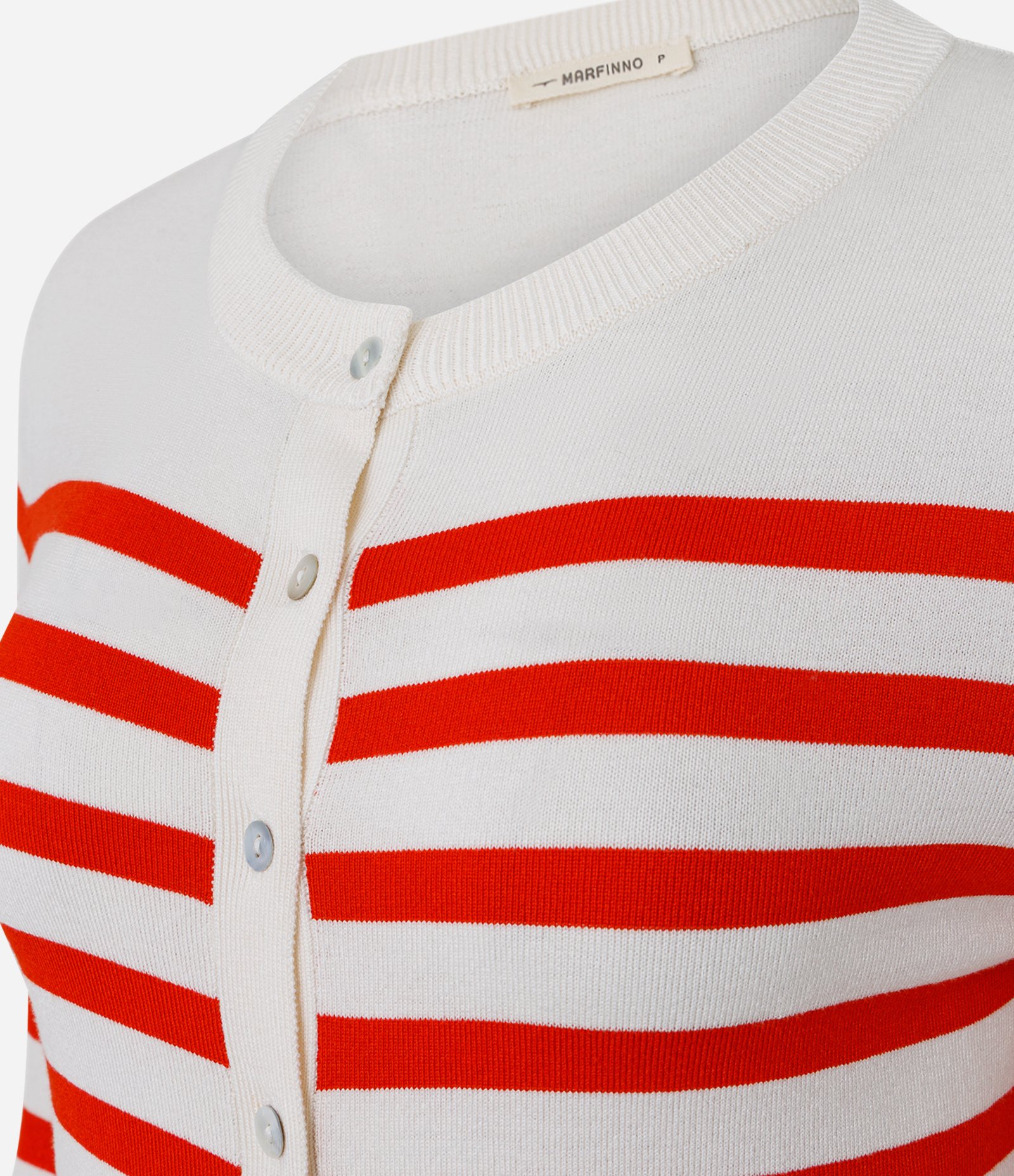 Cardigan em Tricô com Estampa Listrada Branco/Laranja 6