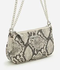 Bolsa Baguete Pequena em PU com Estampa Animal Print