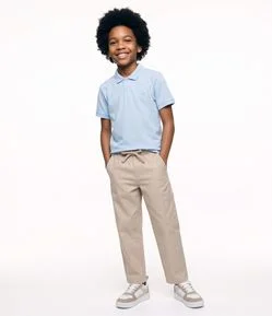 Calça Baggy Infantil Em Algodão Com Bolso Lateral -Tam 5 a 14 Anos
