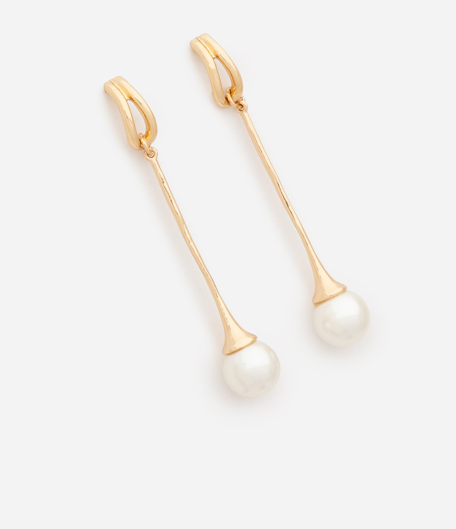 Brinco Fio com Pingente de Pérola Dourado 1