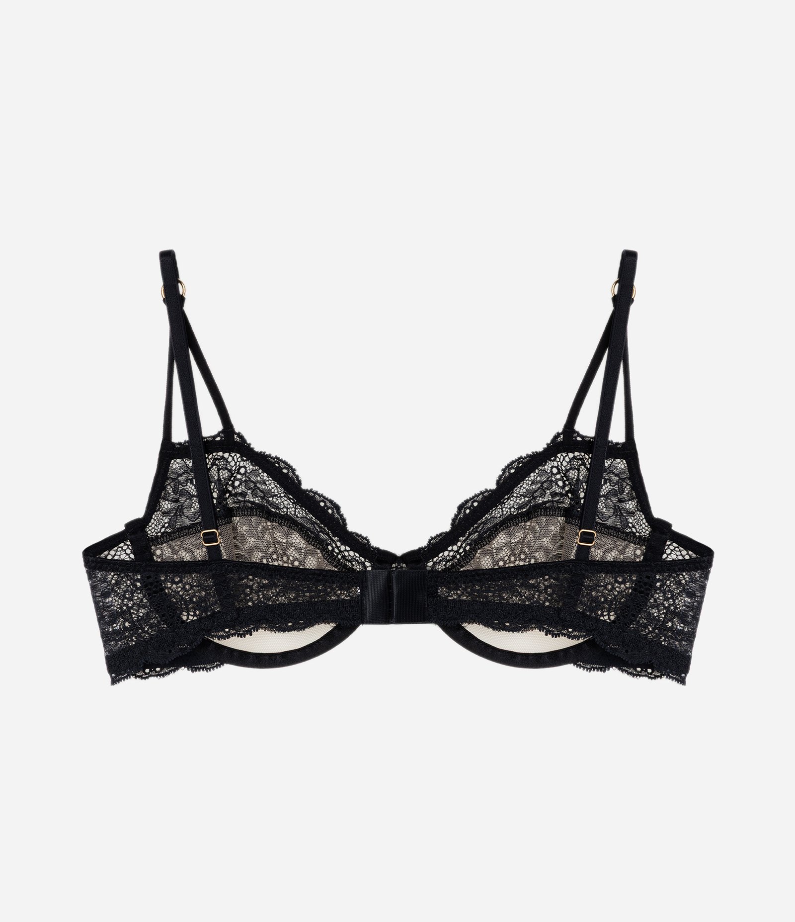Sutiã Meia Taça com Recortes em Renda Floral Preto 6