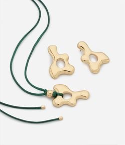 Conjunto de Colar e Brincos com Pingente Orgânico